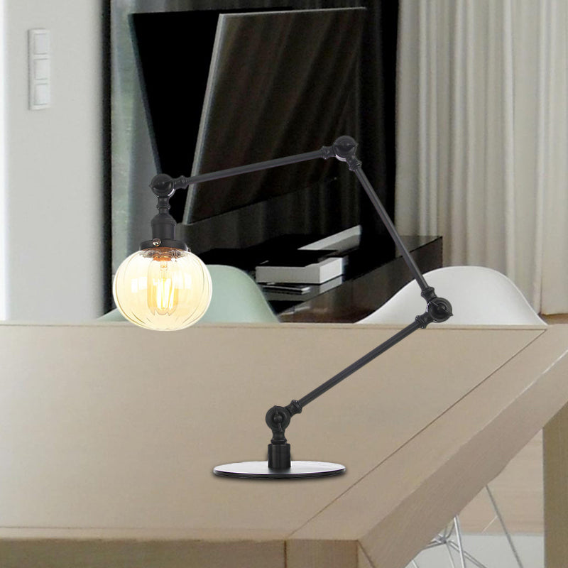 Amber/Clear Glass Global Table Lighting Vintage Stylish 1 Light Black/Bronze Finish Table Lamp for Bedroom Black Amber B Clearhalo 'Lamps' 'Table Lamps' Lighting' 264783