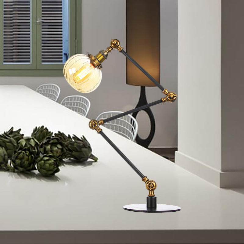 Amber/Clear Glass Global Table Lighting Vintage Stylish 1 Light Black/Bronze Finish Table Lamp for Bedroom Brass Amber B Clearhalo 'Lamps' 'Table Lamps' Lighting' 264787