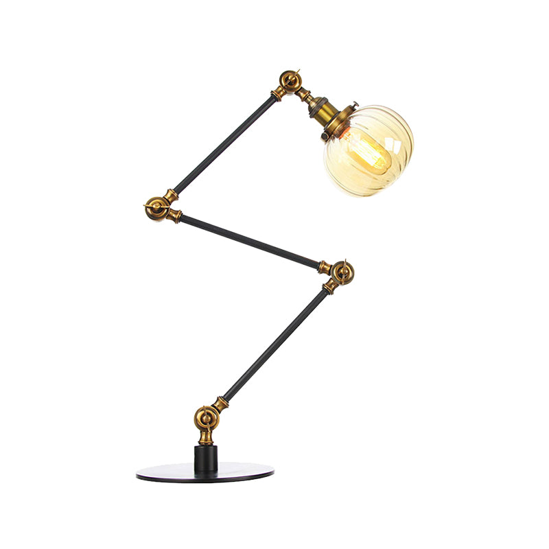 Amber/Clear Glass Global Table Lighting Vintage Stylish 1 Light Black/Bronze Finish Table Lamp for Bedroom Clearhalo 'Lamps' 'Table Lamps' Lighting' 264790