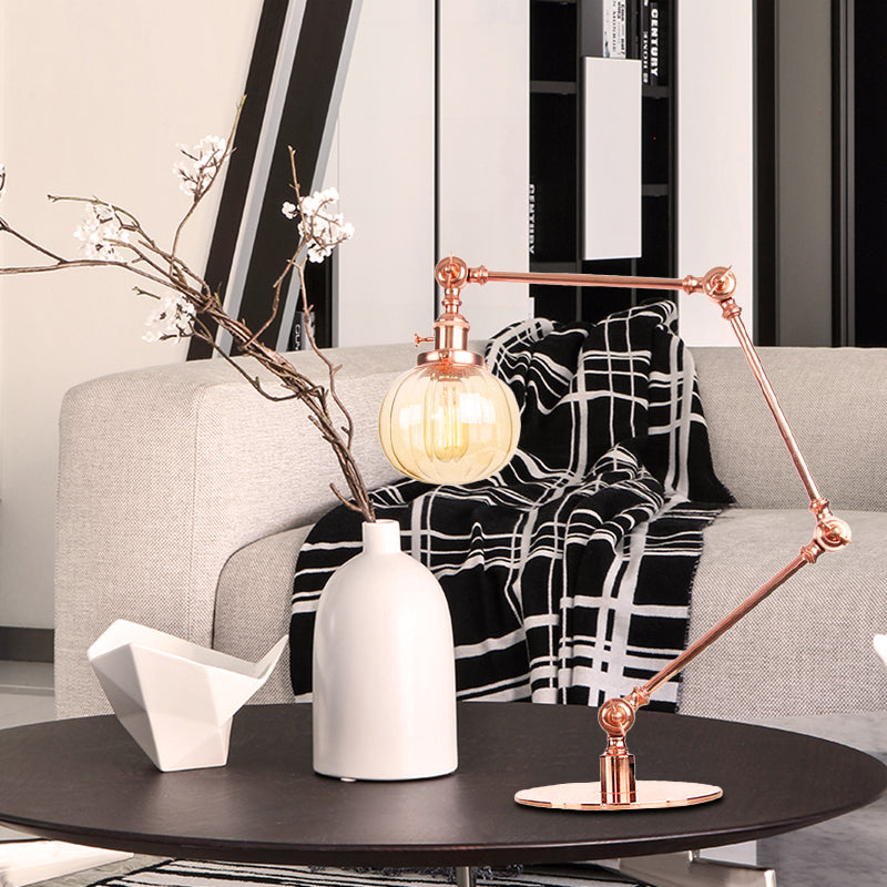 Amber/Clear Glass Global Table Lighting Vintage Stylish 1 Light Black/Bronze Finish Table Lamp for Bedroom Copper Amber B Clearhalo 'Lamps' 'Table Lamps' Lighting' 264797