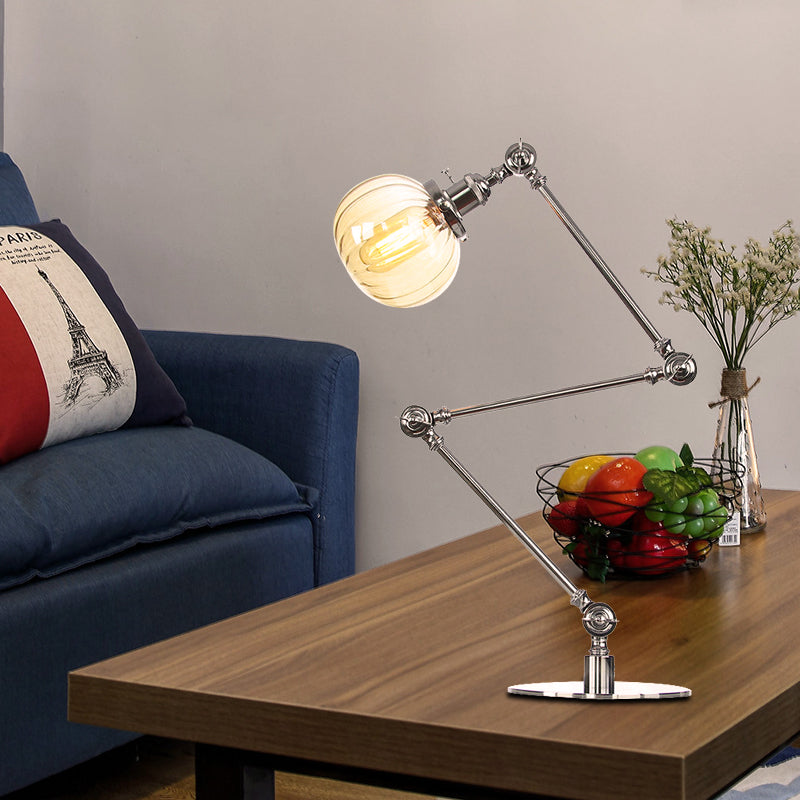 Amber/Clear Glass Global Table Lighting Vintage Stylish 1 Light Black/Bronze Finish Table Lamp for Bedroom Chrome Amber B Clearhalo 'Lamps' 'Table Lamps' Lighting' 264803