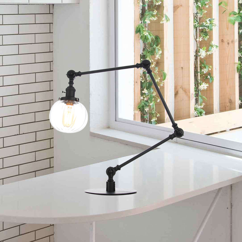 Amber/Clear Glass Global Table Lighting Vintage Stylish 1 Light Black/Bronze Finish Table Lamp for Bedroom Black Clear B Clearhalo 'Lamps' 'Table Lamps' Lighting' 264808