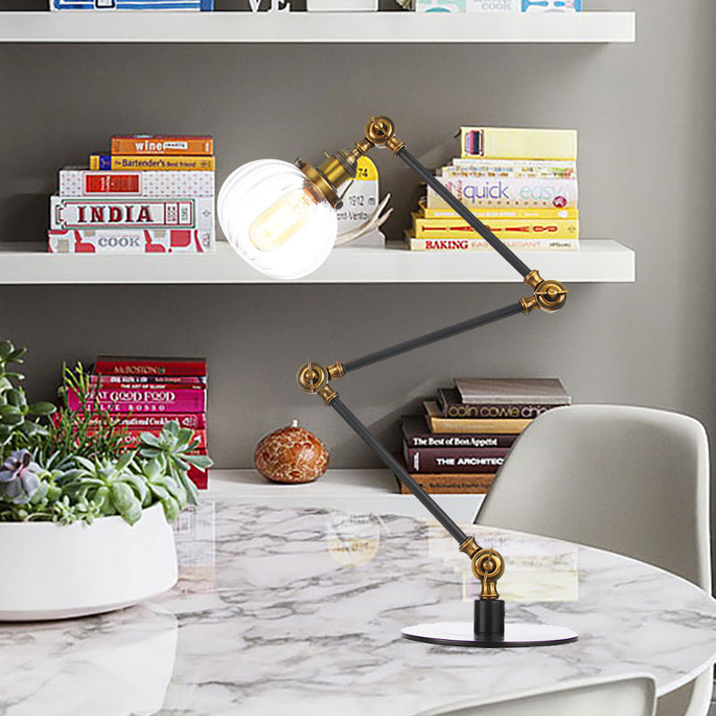 Amber/Clear Glass Global Table Lighting Vintage Stylish 1 Light Black/Bronze Finish Table Lamp for Bedroom Brass Clear B Clearhalo 'Lamps' 'Table Lamps' Lighting' 264812