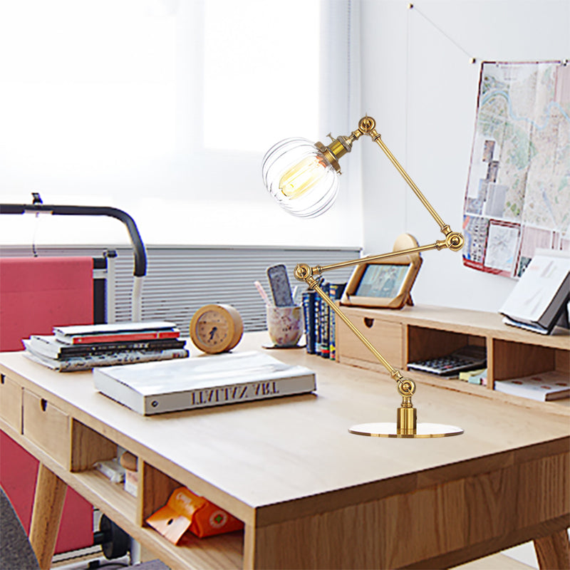 Amber/Clear Glass Global Table Lighting Vintage Stylish 1 Light Black/Bronze Finish Table Lamp for Bedroom Gold Clear B Clearhalo 'Lamps' 'Table Lamps' Lighting' 264818