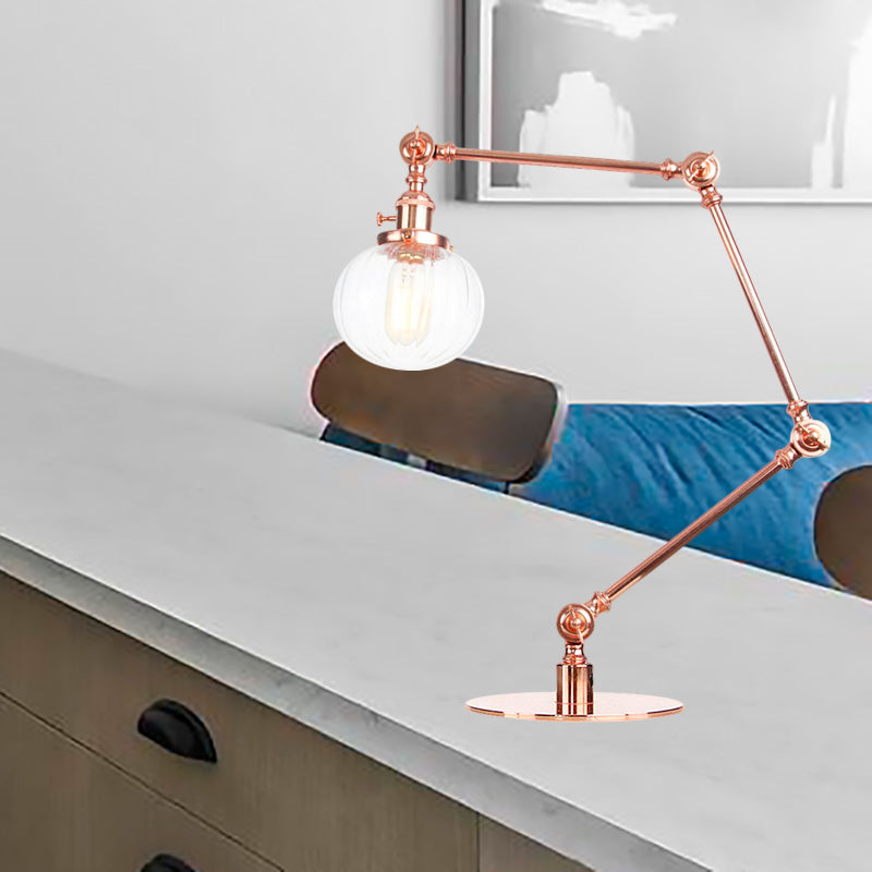 Amber/Clear Glass Global Table Lighting Vintage Stylish 1 Light Black/Bronze Finish Table Lamp for Bedroom Copper Clear B Clearhalo 'Lamps' 'Table Lamps' Lighting' 264822