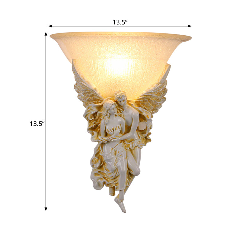 Gold/Beige Bell Flush Mount Colonialist Frosted Glass 1 Head Living Room Wall Mounted Light Clearhalo 'Wall Lamps & Sconces' 'Wall Lights' Lighting' 264881