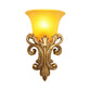 Colonial Bell Flush Mount 1 Head Prismatic Glass Wall Sconce Lighting in Gold for Living Room Clearhalo 'Wall Lamps & Sconces' 'Wall Lights' Lighting' 264933