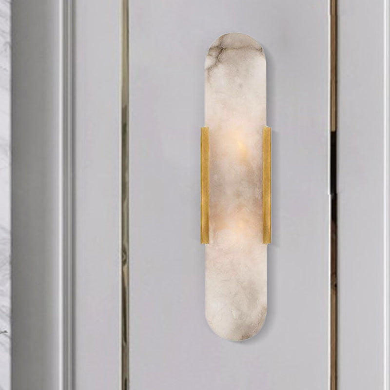 2 Bulbs Bar Flush Mount Colonial Gold/Black Marble Wall Sconce Lighting for Dining Room Clearhalo 'Wall Lamps & Sconces' 'Wall Lights' Lighting' 264996