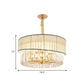 19.5/23.5" W Round Chandelier Lighting with Crystal Block Height Adjustable Contemporary 6/8 Lights Pendant Light in Gold Clearhalo 'Ceiling Lights' 'Chandeliers' 'Modern Chandeliers' 'Modern' Lighting' 265152
