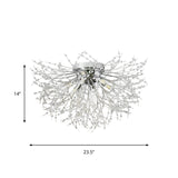 23.5"/27.5" W Radial Crystal Flush Mount Lamp Contemporary 6/8 Lights Bedroom Ceiling Mounted Fixture in Silver/Gold, Warm Light Clearhalo 'Ceiling Lights' 'Close To Ceiling Lights' 'Close to ceiling' 'Flush mount' Lighting' 265229