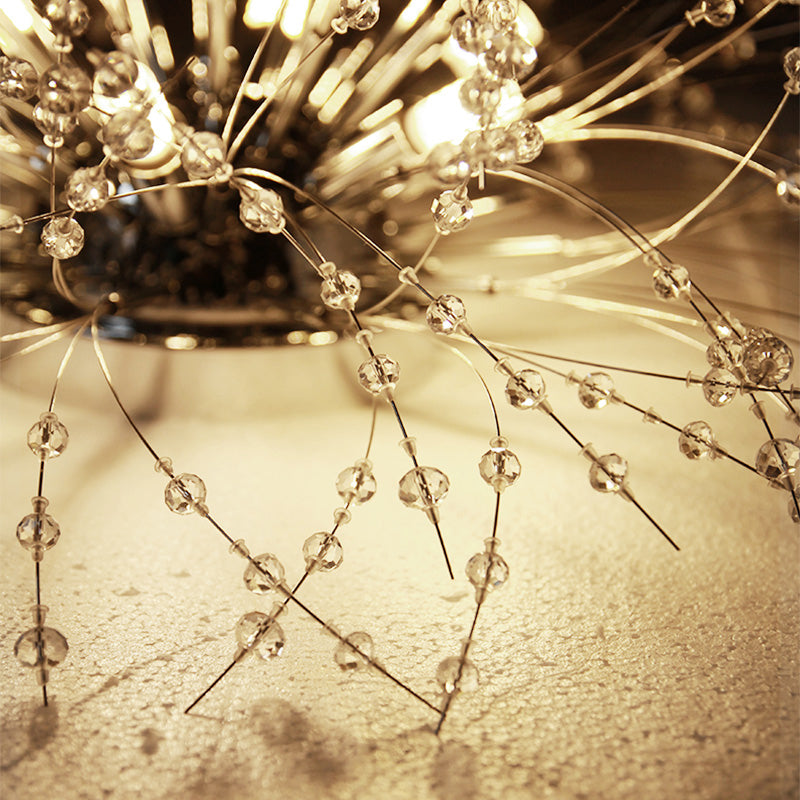 23.5"/27.5" W Radial Crystal Flush Mount Lamp Contemporary 6/8 Lights Bedroom Ceiling Mounted Fixture in Silver/Gold, Warm Light Clearhalo 'Ceiling Lights' 'Close To Ceiling Lights' 'Close to ceiling' 'Flush mount' Lighting' 265231