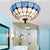 Bowl Ceiling Light Fixture Tiffany Stained Glass 2 Lights Flushmount Light in Beige/Clear/Blue for Bathroom Blue Clearhalo 'Ceiling Lights' 'Close To Ceiling Lights' 'Close to ceiling' 'Flush mount' Lighting' 26524