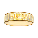 3/4/5 Lights Flush Light Contemporary Drum Crystal Ceiling Flush Mount in Gold for Bedroom, 12.5"/16.5"/20.5" W Clearhalo 'Ceiling Lights' 'Close To Ceiling Lights' 'Close to ceiling' 'Flush mount' Lighting' 265259