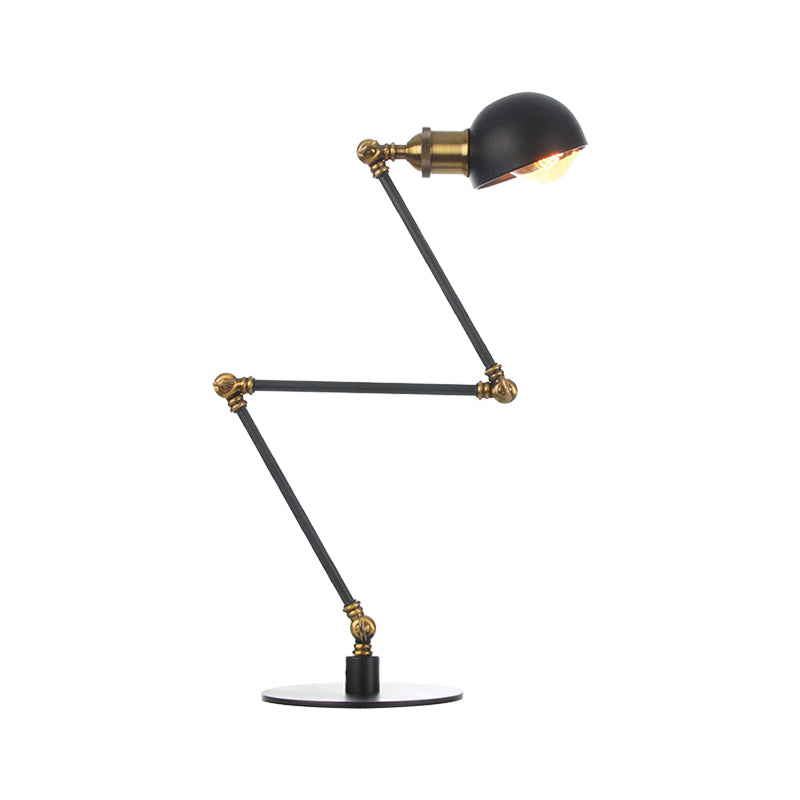 Black/Brass Domed Table Lighting Industrial Style 4"/8.5" Wide 1 Bulb Metallic Table Lamp with Adjustable Arm for Office Clearhalo 'Lamps' 'Table Lamps' Lighting' 265355