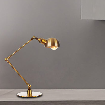 Golden Bowl Shade Table Lamp Industrial Stylish 4"/8.5" W 1 Light Metal Table Lighting with Adjustable Arm Gold 4" A Clearhalo 'Lamps' 'Table Lamps' Lighting' 265413