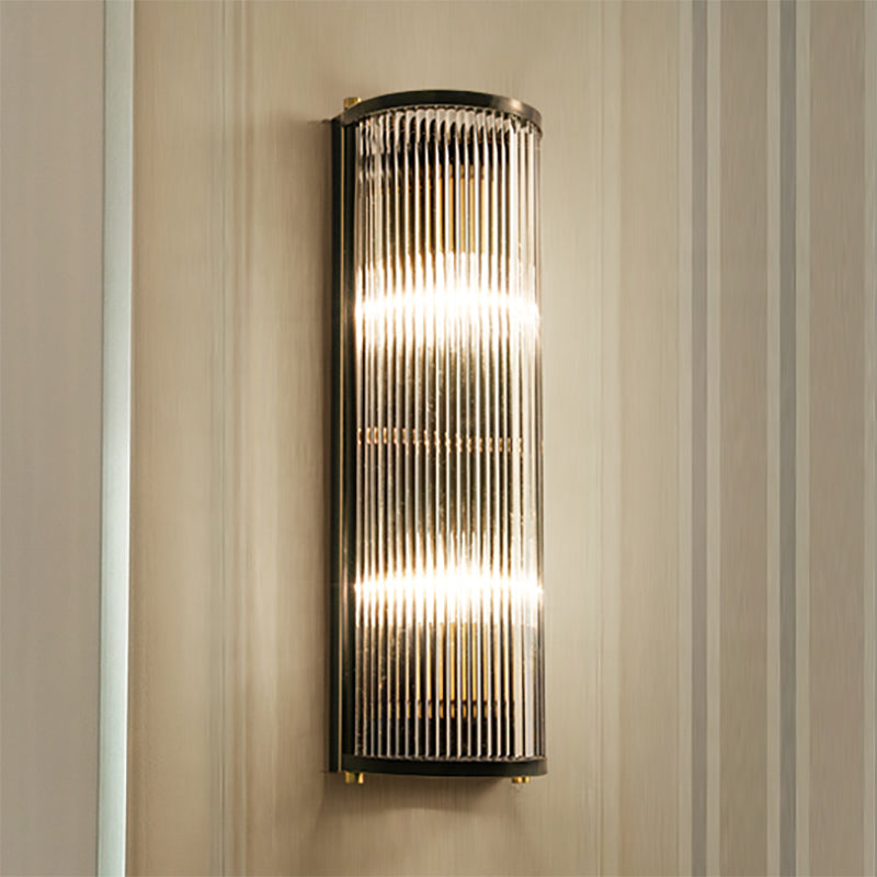 Brass/Black Finish Semi Cylindrical Wall Light Mid-Century Metal 1