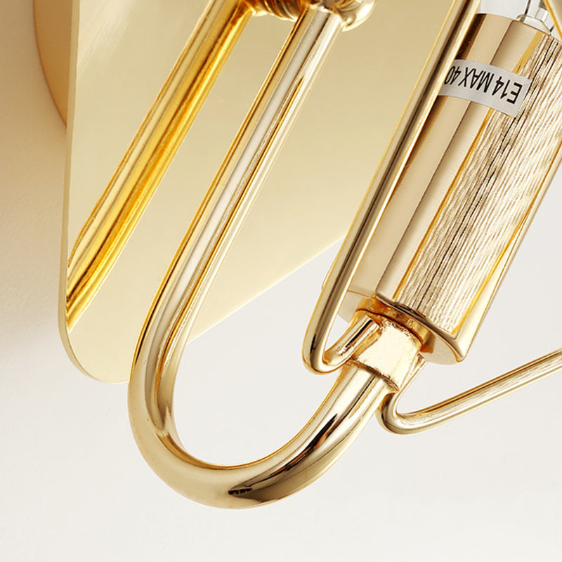 1 Bulb Rhombus Wall Lighting with Crystal Bead Contemporary Bedside Sconce Light in Brass Clearhalo 'Wall Lamps & Sconces' 'Wall Lights' Lighting' 265601