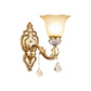 1 Light Petal Wall Mounted Lighting with Carved Arm Vintage White Glass Sconce Light in Gold Finish Clearhalo 'Wall Lamps & Sconces' 'Wall Lights' Lighting' 265633