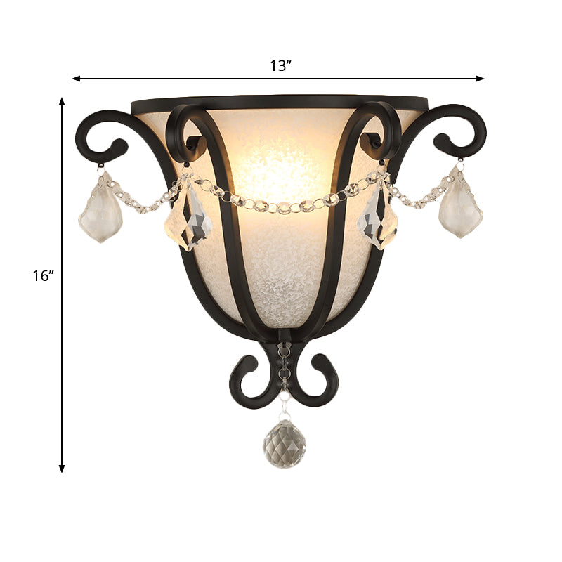 1 Head Metal Urn Wall Mount Light Vintage Sconce Light Fixture in Black/Weathered Bronze for Stairway Clearhalo 'Art deco wall lights' 'Industrial wall lights' 'Industrial' 'Middle century wall lights' 'Tiffany' 'Wall Lamps & Sconces' 'Wall Lights' Lighting' 265680