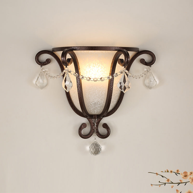 1 Head Metal Urn Wall Mount Light Vintage Sconce Light Fixture in Black/Weathered Bronze for Stairway Clearhalo 'Art deco wall lights' 'Industrial wall lights' 'Industrial' 'Middle century wall lights' 'Tiffany' 'Wall Lamps & Sconces' 'Wall Lights' Lighting' 265683