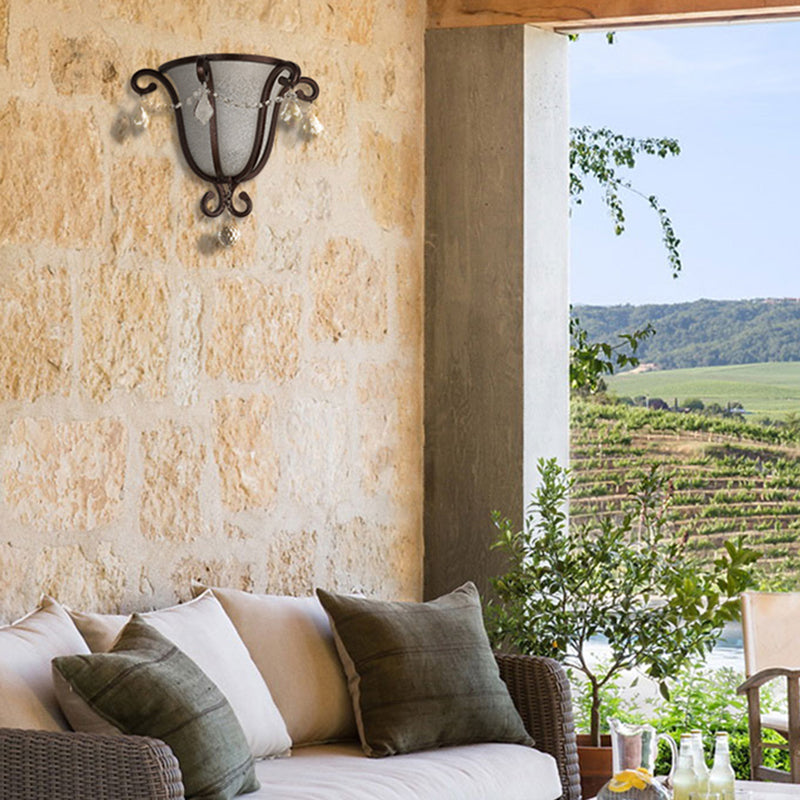 1 Head Metal Urn Wall Mount Light Vintage Sconce Light Fixture in Black/Weathered Bronze for Stairway Clearhalo 'Art deco wall lights' 'Industrial wall lights' 'Industrial' 'Middle century wall lights' 'Tiffany' 'Wall Lamps & Sconces' 'Wall Lights' Lighting' 265684