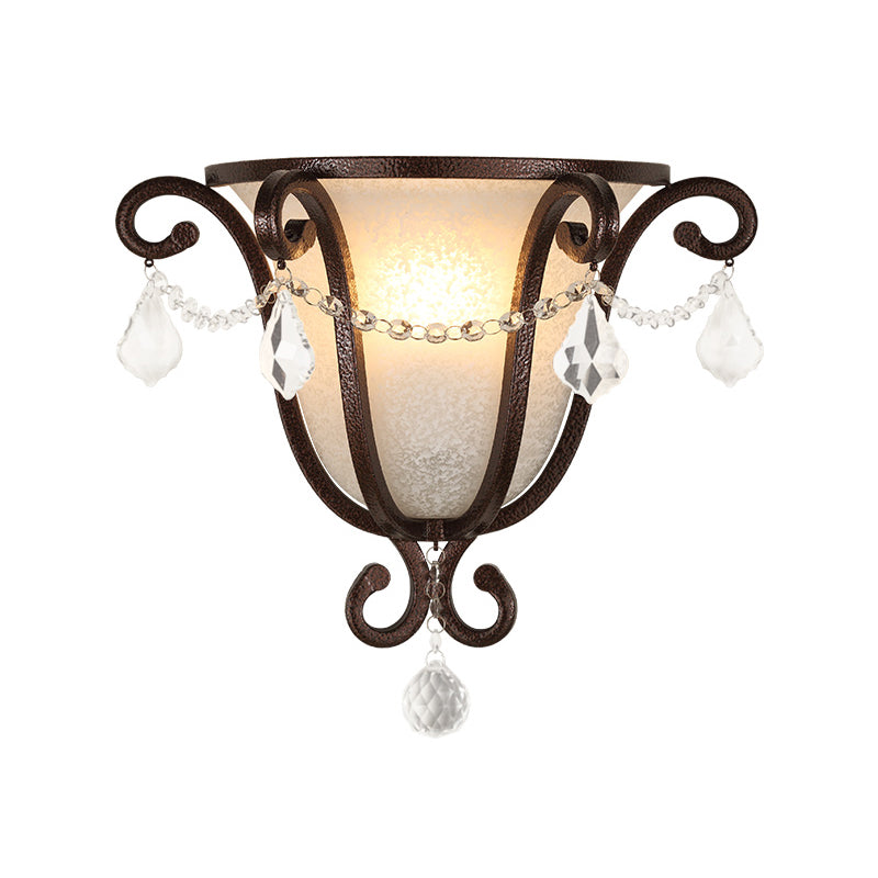 1 Head Metal Urn Wall Mount Light Vintage Sconce Light Fixture in Black/Weathered Bronze for Stairway Clearhalo 'Art deco wall lights' 'Industrial wall lights' 'Industrial' 'Middle century wall lights' 'Tiffany' 'Wall Lamps & Sconces' 'Wall Lights' Lighting' 265685