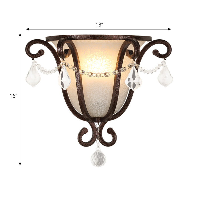1 Head Metal Urn Wall Mount Light Vintage Sconce Light Fixture in Black/Weathered Bronze for Stairway Clearhalo 'Art deco wall lights' 'Industrial wall lights' 'Industrial' 'Middle century wall lights' 'Tiffany' 'Wall Lamps & Sconces' 'Wall Lights' Lighting' 265686