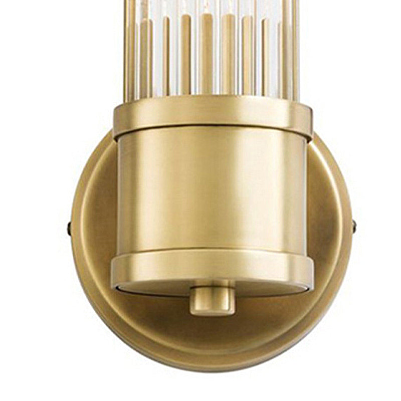 1/2 Bulbs Cylindrical Sconce Contemporary Gold Crystal Wall Mounted Light Fixture for Living Room Clearhalo 'Modern wall lights' 'Modern' 'Wall Lamps & Sconces' 'Wall Lights' Lighting' 265693