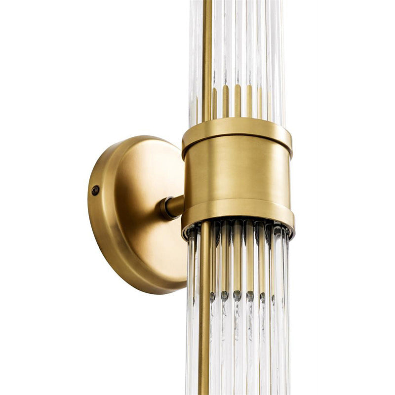 1/2 Bulbs Cylindrical Sconce Contemporary Gold Crystal Wall Mounted Light Fixture for Living Room Clearhalo 'Modern wall lights' 'Modern' 'Wall Lamps & Sconces' 'Wall Lights' Lighting' 265699