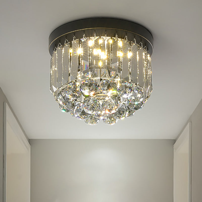 Circular Ceiling Light Fixture with Clear/Smoke Gray Crystal Modern LED Ceiling Mounted Fixture for Corridor Smoke Gray Clearhalo 'Ceiling Lights' 'Close To Ceiling Lights' 'Close to ceiling' 'Flush mount' 'Industrial Flush Mount' Lighting' 265762