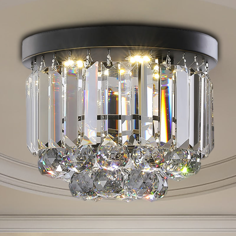 Circular Ceiling Light Fixture with Clear/Smoke Gray Crystal Modern LED Ceiling Mounted Fixture for Corridor Clearhalo 'Ceiling Lights' 'Close To Ceiling Lights' 'Close to ceiling' 'Flush mount' 'Industrial Flush Mount' Lighting' 265763