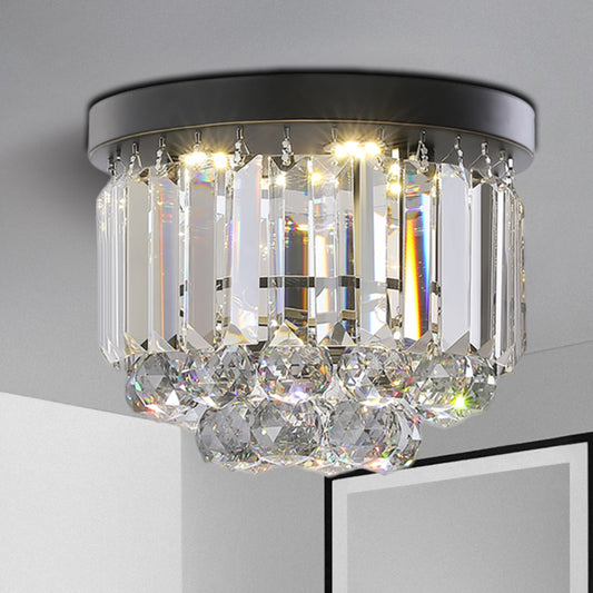 Circular Ceiling Light Fixture with Clear/Smoke Gray Crystal Modern LED Ceiling Mounted Fixture for Corridor Clear Clearhalo 'Ceiling Lights' 'Close To Ceiling Lights' 'Close to ceiling' 'Flush mount' 'Industrial Flush Mount' Lighting' 265768