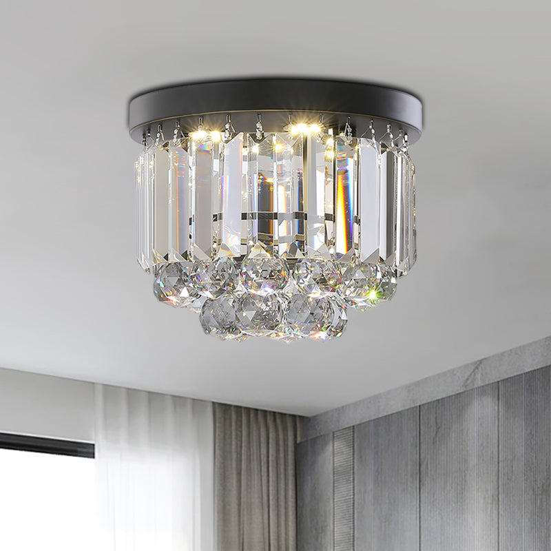 Circular Ceiling Light Fixture with Clear/Smoke Gray Crystal Modern LED Ceiling Mounted Fixture for Corridor Clearhalo 'Ceiling Lights' 'Close To Ceiling Lights' 'Close to ceiling' 'Flush mount' 'Industrial Flush Mount' Lighting' 265769
