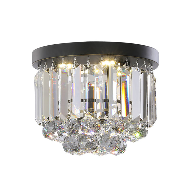Circular Ceiling Light Fixture with Clear/Smoke Gray Crystal Modern LED Ceiling Mounted Fixture for Corridor Clearhalo 'Ceiling Lights' 'Close To Ceiling Lights' 'Close to ceiling' 'Flush mount' 'Industrial Flush Mount' Lighting' 265771