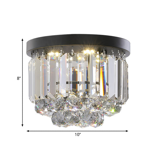 Circular Ceiling Light Fixture with Clear/Smoke Gray Crystal Modern LED Ceiling Mounted Fixture for Corridor Clearhalo 'Ceiling Lights' 'Close To Ceiling Lights' 'Close to ceiling' 'Flush mount' 'Industrial Flush Mount' Lighting' 265772