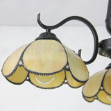 Industrial Vintage Dome Shape Semi Flush Mount Stained Glass 3 Lights Ceiling Light Fixture with Rhombus/Magnolia/Wire Mesh/Elk/Yellow/Diamond/Blue Square/Sky Blue Square/Sky Blue Pattern Clearhalo 'Ceiling Lights' 'Close To Ceiling Lights' 'Close to ceiling' 'Glass shade' 'Glass' 'Semi-flushmount' 'Tiffany close to ceiling' 'Tiffany' Lighting' 26581