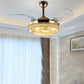 Moon Pattern LED Semi Flush Light Contemporary Faceted Crystal Gold Ceiling Fan Light with Remote Control/Wall Control/Frequency Conversion Clearhalo 'Ceiling Fans with Lights' 'Ceiling Fans' 'Modern Ceiling Fans' 'Modern' Lighting' 266011