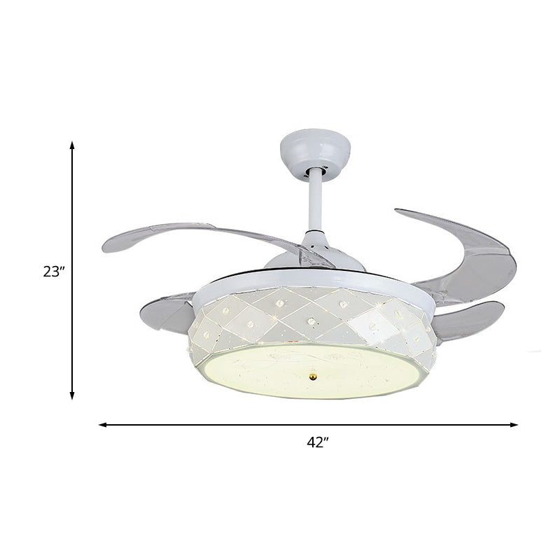 Steel Hollowed out LED Ceiling Fan Remote Control/Wall Control/Frequency Convertible Modern Stylish Semi Flushmount in White Clearhalo 'Ceiling Fans with Lights' 'Ceiling Fans' 'Modern Ceiling Fans' 'Modern' Lighting' 266021