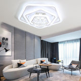 Pentagon Crystal Ball Flush Mount Light Modernism White 19.5"/23.5"/27.5" Wide LED Ceiling Fixture in Warm/White Light White 27.5" White Clearhalo 'Ceiling Lights' 'Close To Ceiling Lights' 'Close to ceiling' 'Flush mount' Lighting' 266078