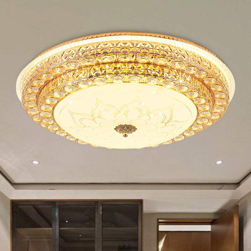 Round Ceiling Light Fixture Simple Crystal White LED Flush Mount Light in 3 Color/Remote Control Stepless Dimming, 23.5"/31.5" W Clearhalo 'Ceiling Lights' 'Close To Ceiling Lights' 'Close to ceiling' 'Flush mount' Lighting' 266105