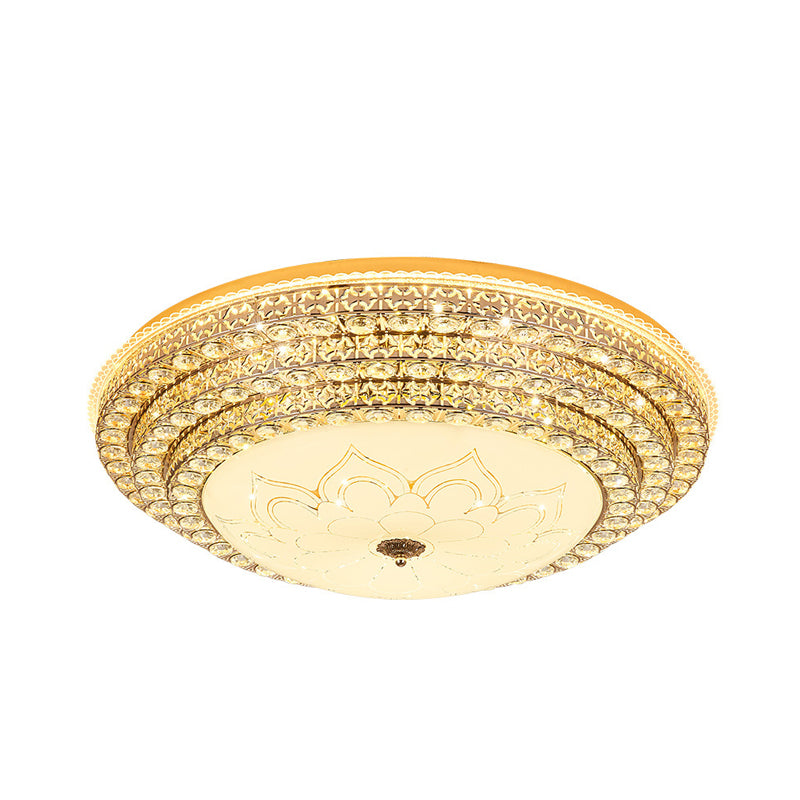 Round Ceiling Light Fixture Simple Crystal White LED Flush Mount Light in 3 Color/Remote Control Stepless Dimming, 23.5"/31.5" W Clearhalo 'Ceiling Lights' 'Close To Ceiling Lights' 'Close to ceiling' 'Flush mount' Lighting' 266112