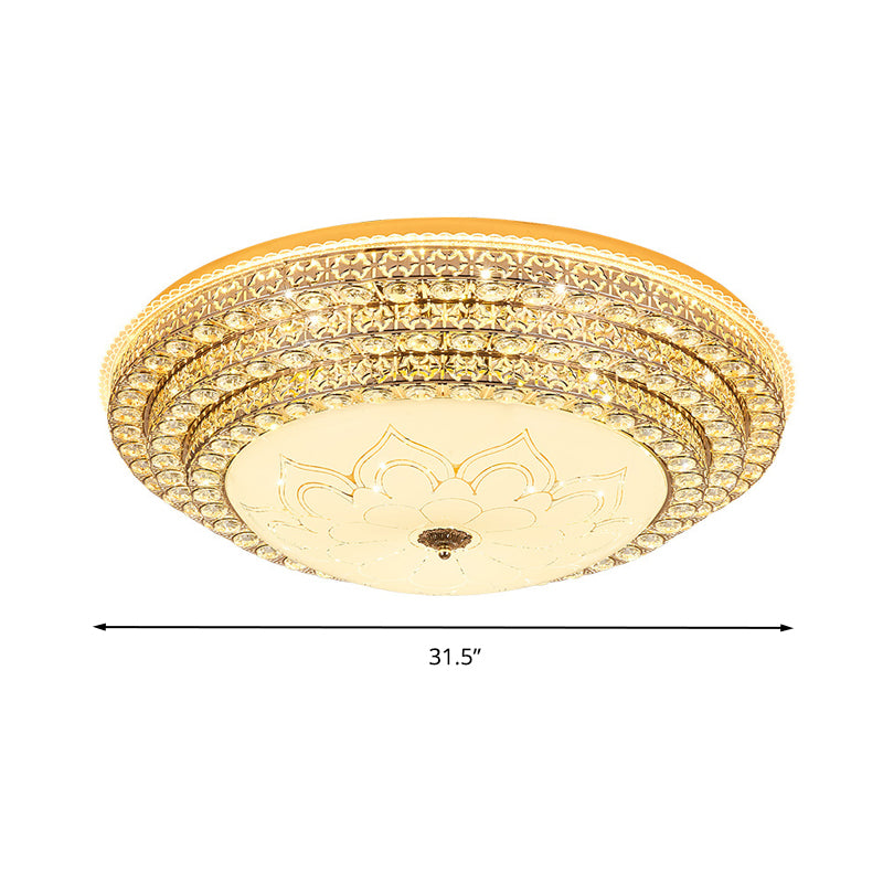 Round Ceiling Light Fixture Simple Crystal White LED Flush Mount Light in 3 Color/Remote Control Stepless Dimming, 23.5"/31.5" W Clearhalo 'Ceiling Lights' 'Close To Ceiling Lights' 'Close to ceiling' 'Flush mount' Lighting' 266113