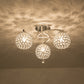 3/5 Lights Globe Semi Flush Light Fixture Simple Chrome Crystal Semi-Flush Mount for Living Room Clearhalo 'Ceiling Lights' 'Close To Ceiling Lights' 'Close to ceiling' 'Semi-flushmount' Lighting' 266174