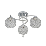 3/5 Lights Globe Semi Flush Light Fixture Simple Chrome Crystal Semi-Flush Mount for Living Room Clearhalo 'Ceiling Lights' 'Close To Ceiling Lights' 'Close to ceiling' 'Semi-flushmount' Lighting' 266176