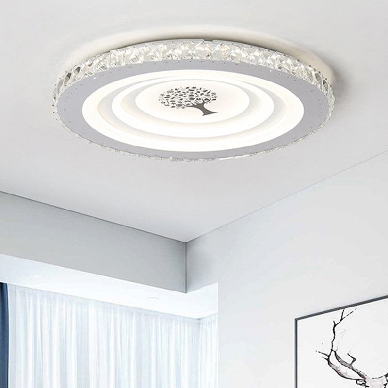 White Round Flush Mount Fixture Modern Acrylic 10"/19.5" Wide LED Bedroom Flush Ceiling Light Clearhalo 'Ceiling Lights' 'Close To Ceiling Lights' 'Close to ceiling' 'Flush mount' Lighting' 266195