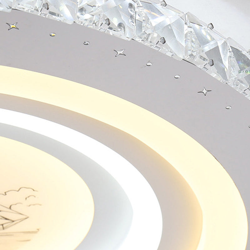 White Round Flush Mount Fixture Modern Acrylic 10"/19.5" Wide LED Bedroom Flush Ceiling Light Clearhalo 'Ceiling Lights' 'Close To Ceiling Lights' 'Close to ceiling' 'Flush mount' Lighting' 266200