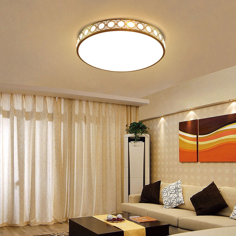 12"/16"/19.5" W LED Round Flush Mount Lamp Modern Brass Crystal Ceiling Mounted Fixture for Bedroom Clearhalo 'Ceiling Lights' 'Close To Ceiling Lights' 'Close to ceiling' 'Flush mount' Lighting' 266248