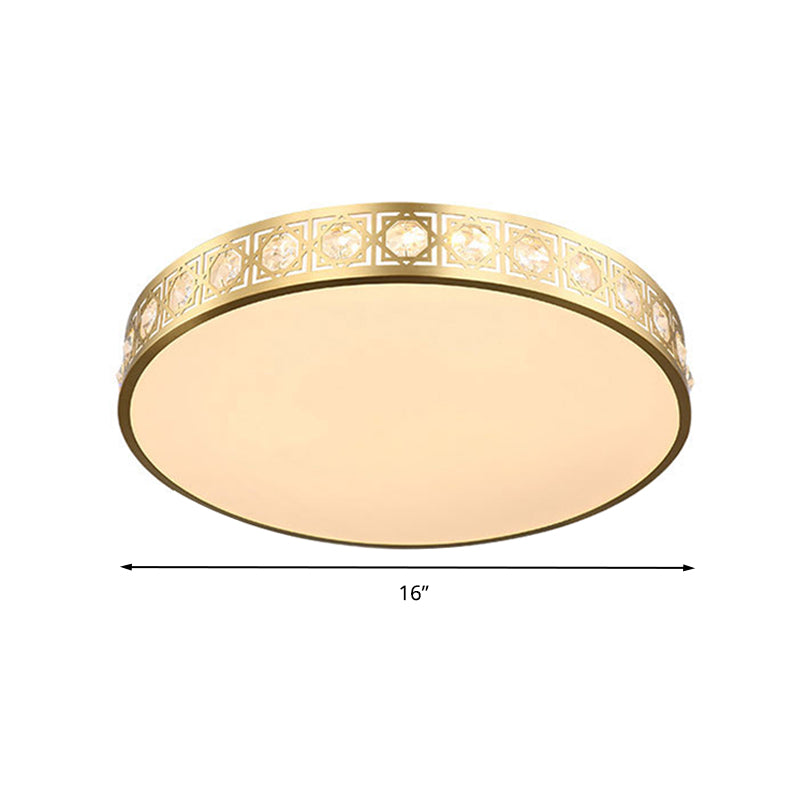 12"/16"/19.5" W LED Round Flush Mount Lamp Modern Brass Crystal Ceiling Mounted Fixture for Bedroom Clearhalo 'Ceiling Lights' 'Close To Ceiling Lights' 'Close to ceiling' 'Flush mount' Lighting' 266251