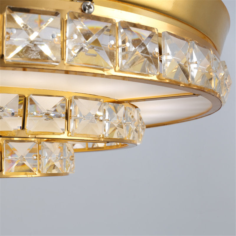 36"/42" W Round Crystal Pendant Lamp Modern LED Living Room Ceiling Fan Light in Gold Clearhalo 'Ceiling Fans with Lights' 'Ceiling Fans' 'Modern Ceiling Fans' 'Modern' Lighting' 266261