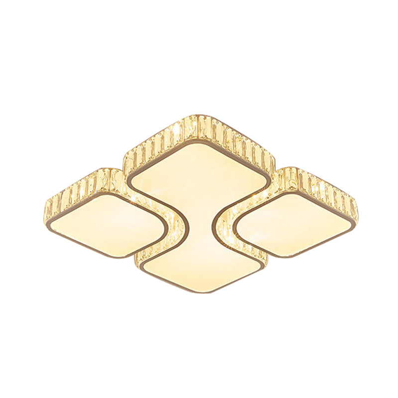 Geometric Crystal Block Ceiling Light Contemporary White 16"/16.5"/35.5" W LED Flush Mount Light in White/3 Color Light Clearhalo 'Ceiling Lights' 'Close To Ceiling Lights' 'Close to ceiling' 'Flush mount' Lighting' 266280